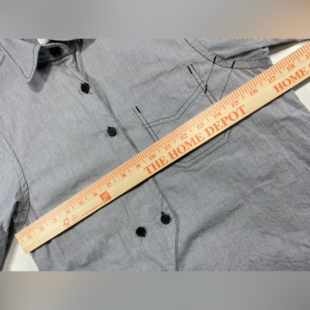 Billy Reid Pinstripe Button Down Grey High Low Longline Shirt W/S LN - Picture 8 of 14
